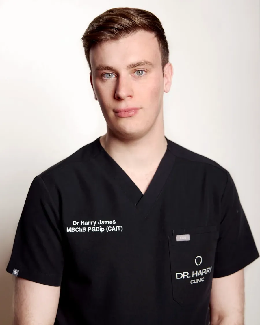 Studio portrait of Dr Harry James, clinical director of Dr Harry Clinic