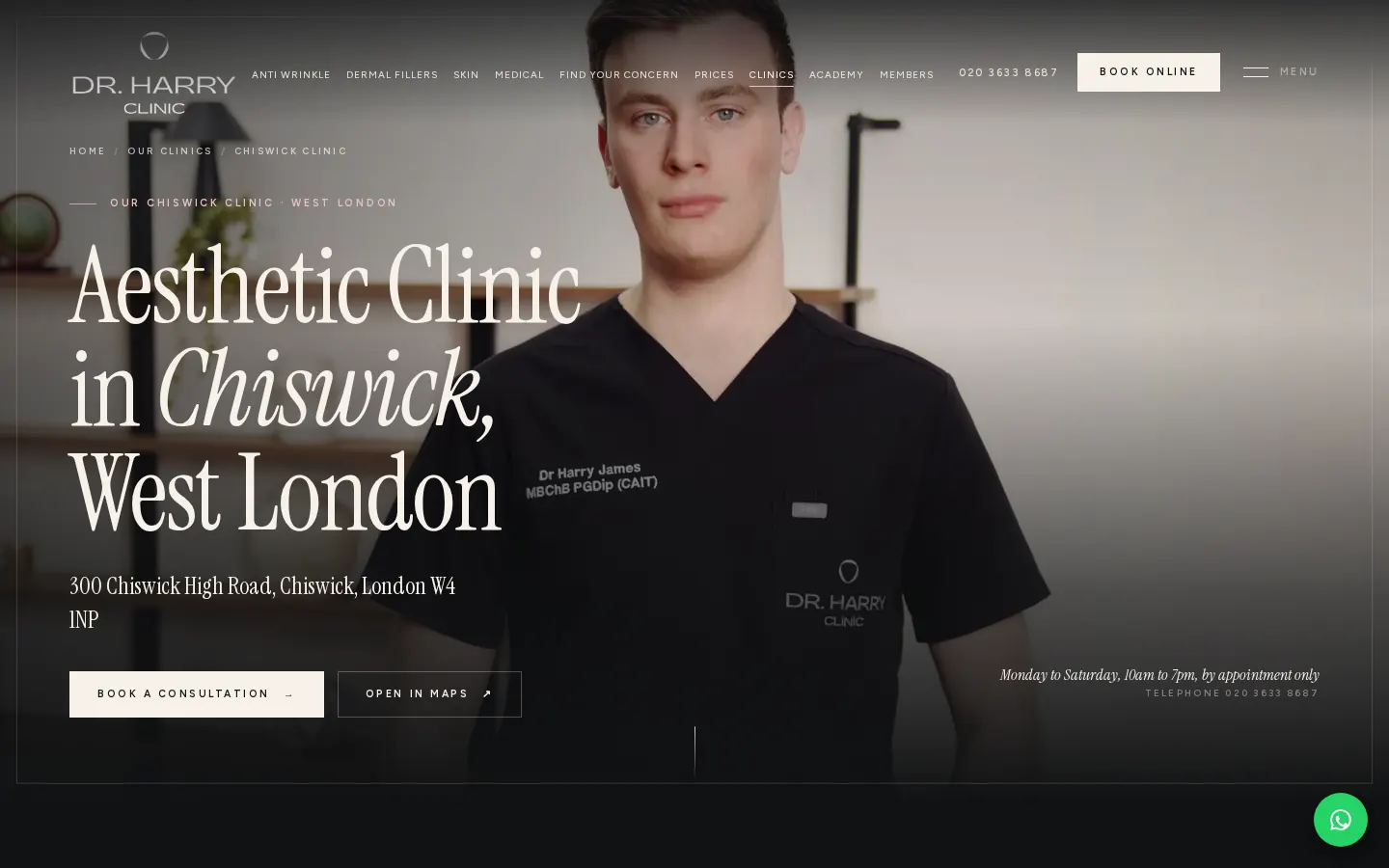 Aesthetic clinic in Chiswick, West London: the Dr Harry Clinic Chiswick page