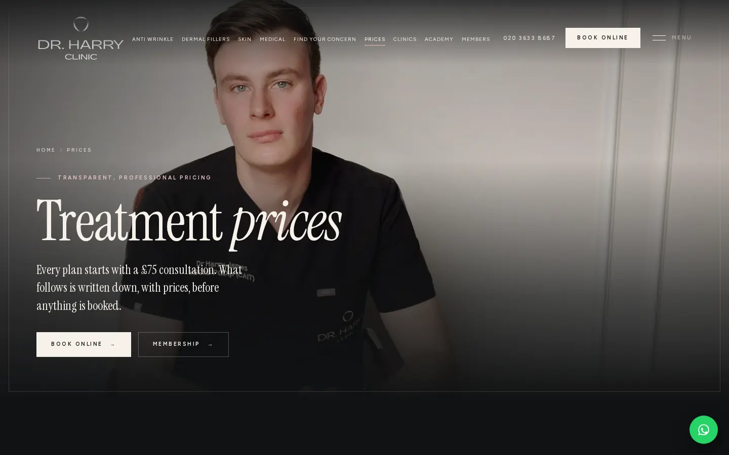 Treatment prices at Dr Harry Clinic