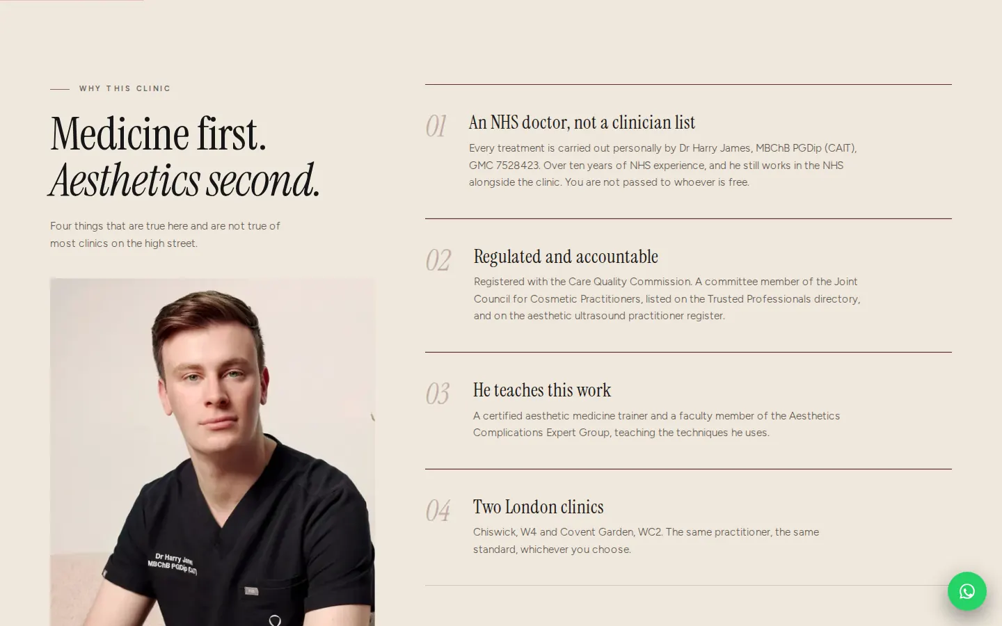 Medicine first, aesthetics second: why Dr Harry Clinic, on its homepage