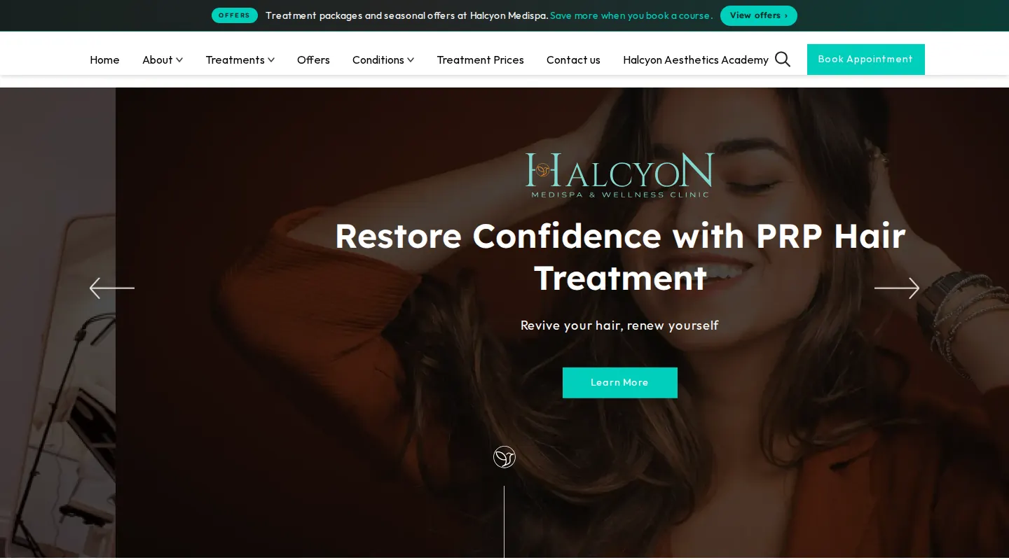 The Halcyon Medispa homepage, Marylebone, London