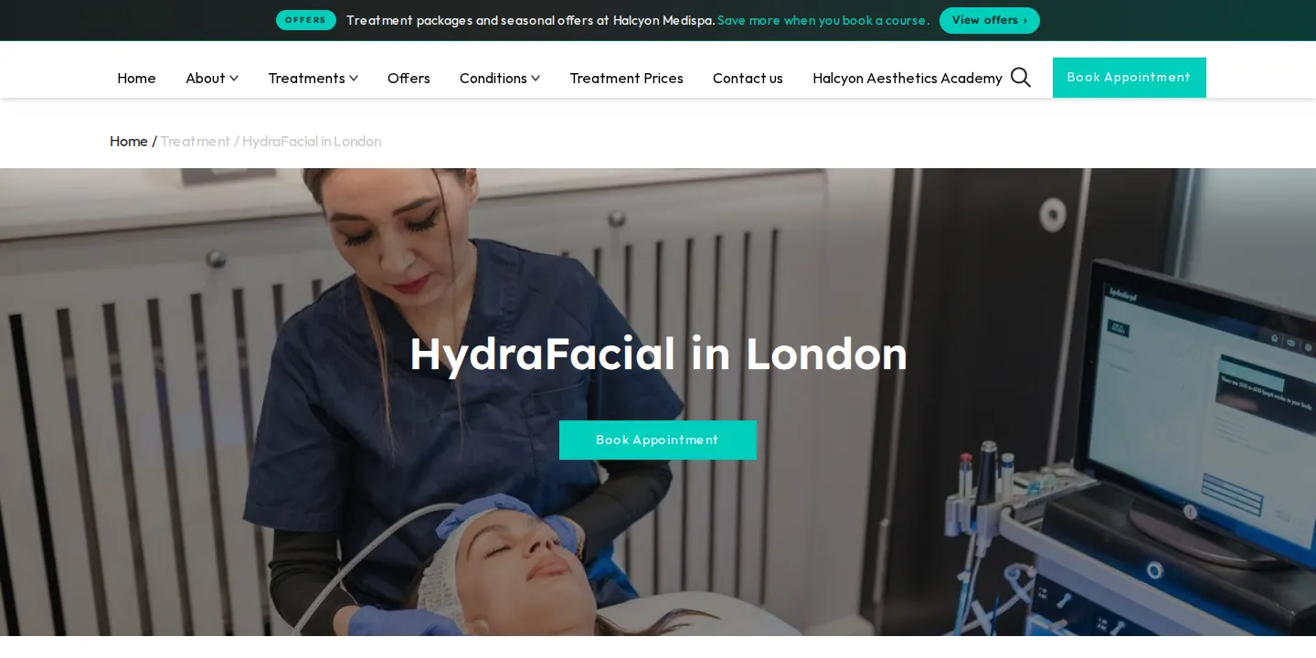 HydraFacial in London at Halcyon Medispa, Marylebone