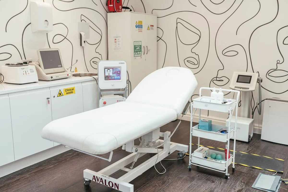 A treatment room at Halcyon Medispa in Marylebone