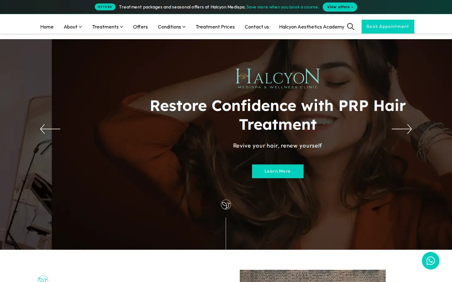 Halcyon Medispa website homepage, designed and built by Aesthetic Launch Lab